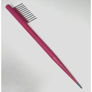Mebco Touch-Up Comb Pink Double Dipped Metal Teeth Pointy Tip 8 Inch Tease Lift